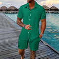 6 couleurs européennes et américaines nouvelle mode d'été pour hommes couleur pure décontracté mélangé T-shirt à manches courtes shorts costume taille S-3XL