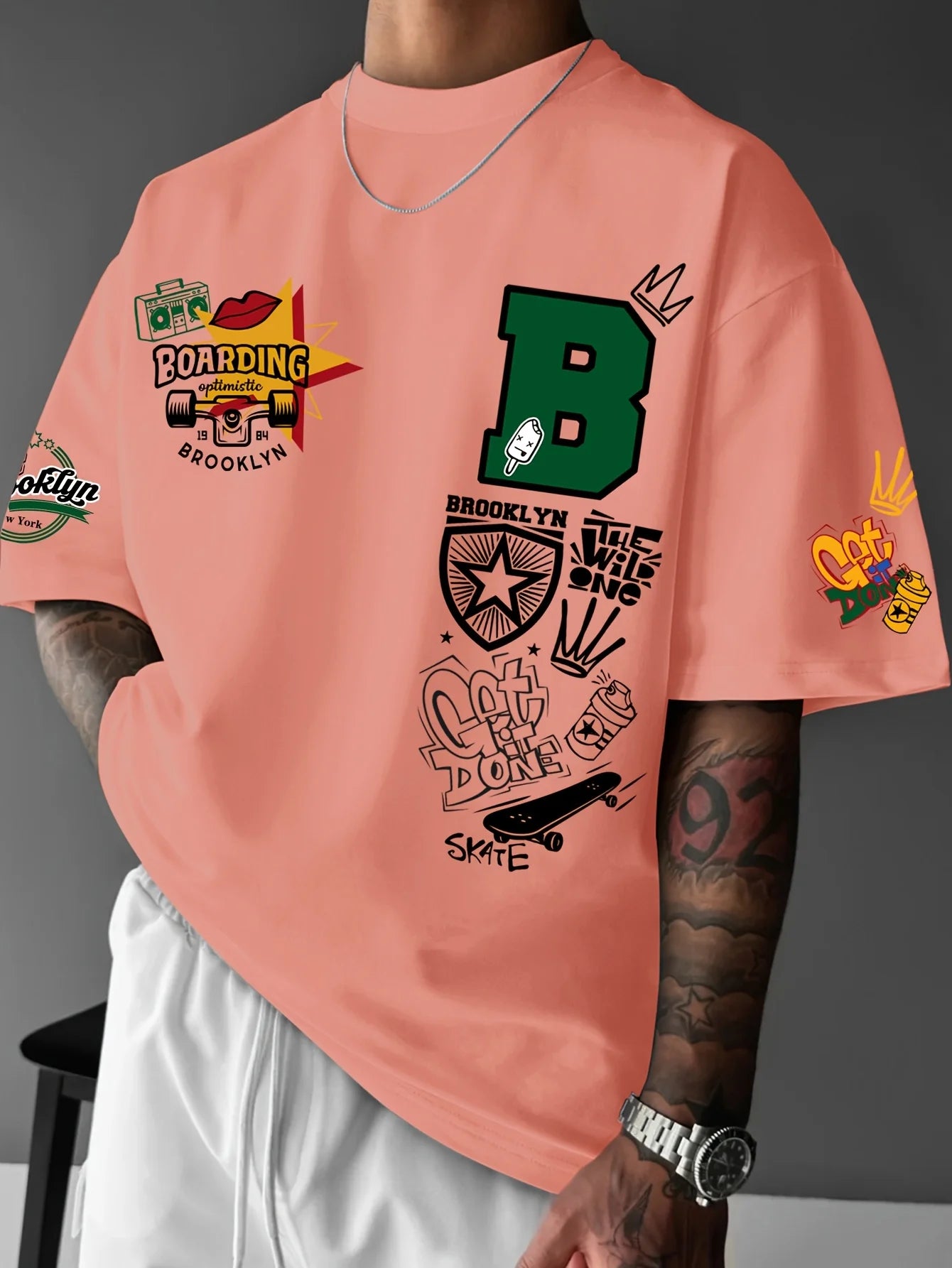 T-shirt col rond respirant pour hommes, nouveau Design d'été avec lettres imprimées Brooklyn, haut de Style de rue en plein air