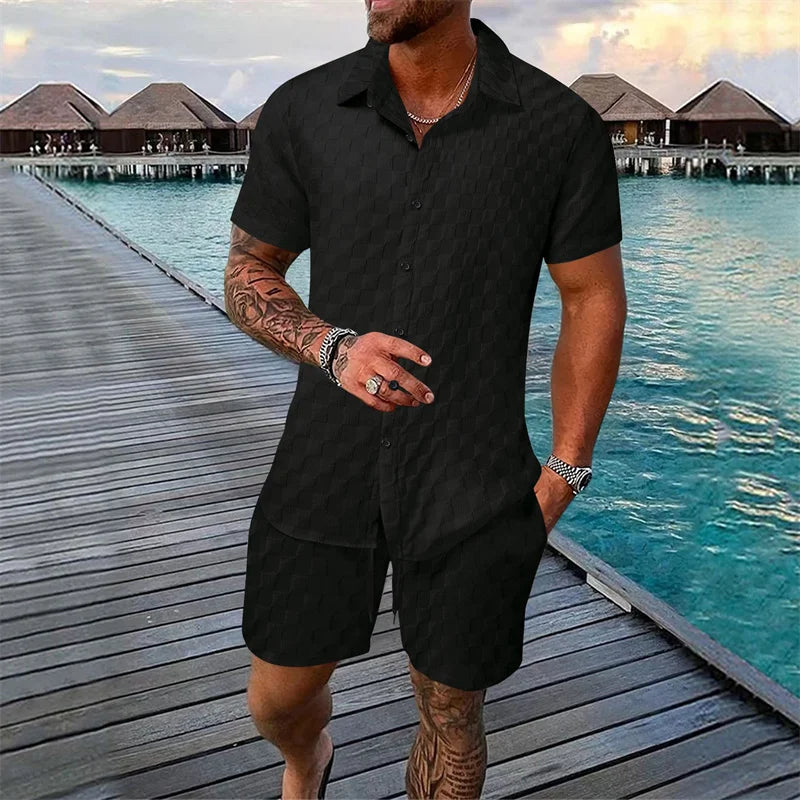 6 couleurs européennes et américaines nouvelle mode d'été pour hommes couleur pure décontracté mélangé T-shirt à manches courtes shorts costume taille S-3XL