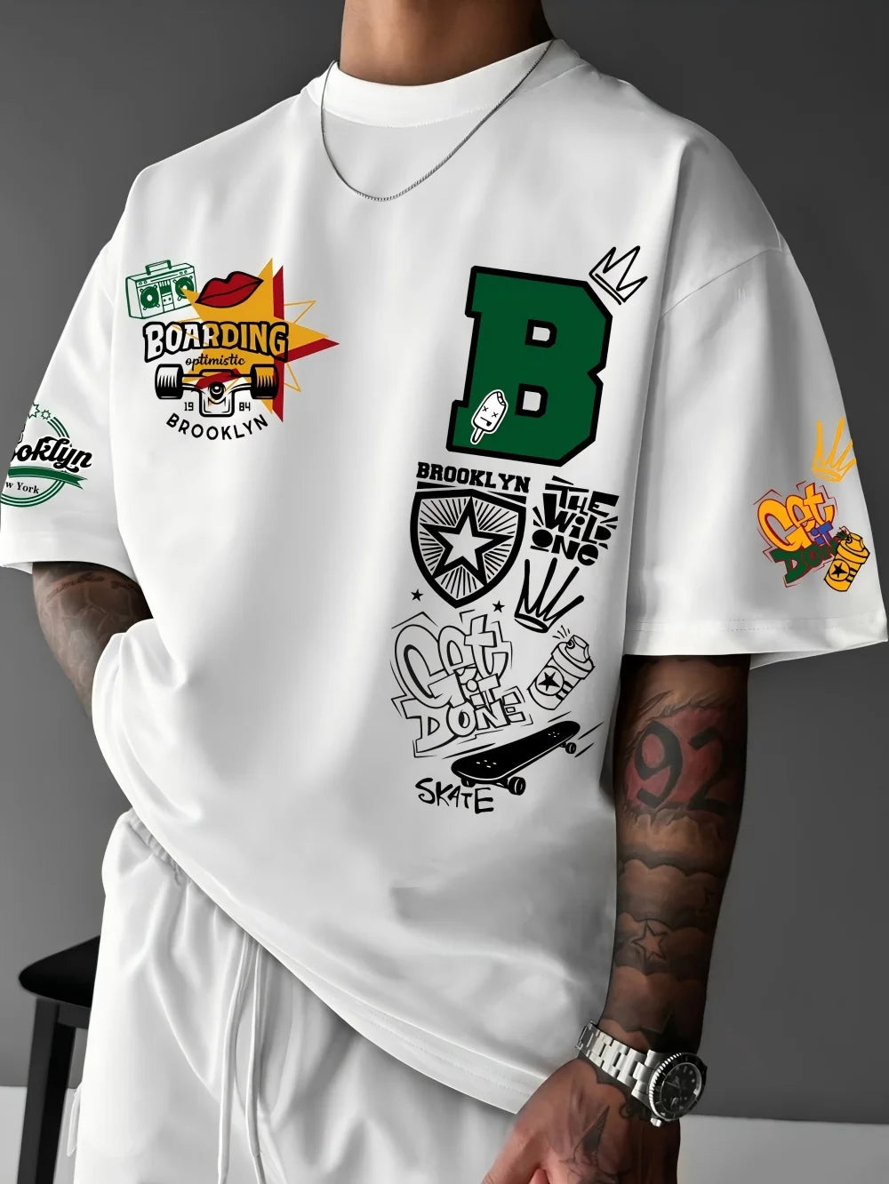 T-shirt col rond respirant pour hommes, nouveau Design d'été avec lettres imprimées Brooklyn, haut de Style de rue en plein air